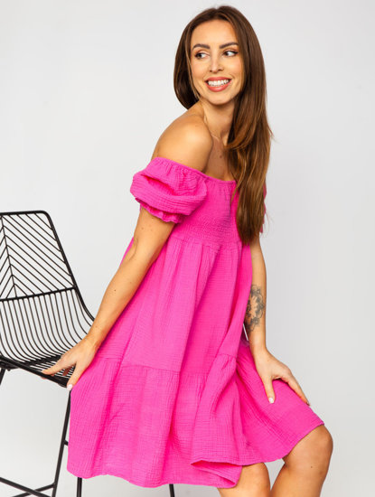 Rochie fucsia cu volane dame Bolf 12240