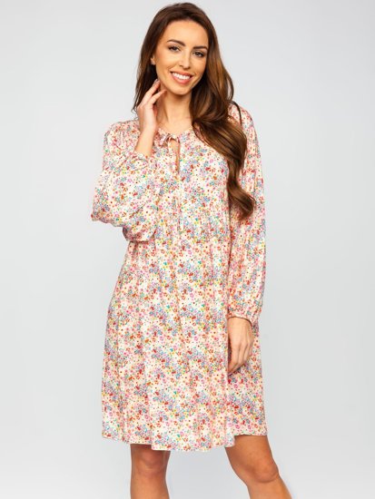 Rochie imprimeu floral bej dame Bolf  3019