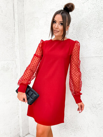 Rochie trapez roșie de damă Bolf 8234