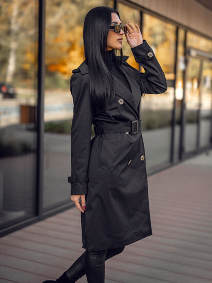 Trenci lung negru Trench dama Bolf 11Z8193