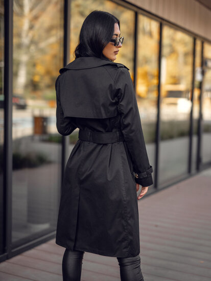 Trenci lung negru Trench dama Bolf 11Z8193