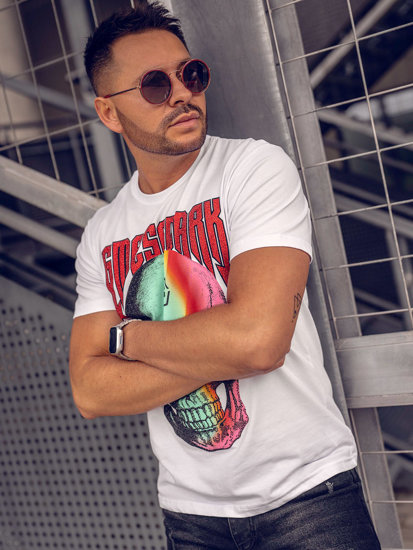 Tricou alb cu decorațiuni Bolf 2352A