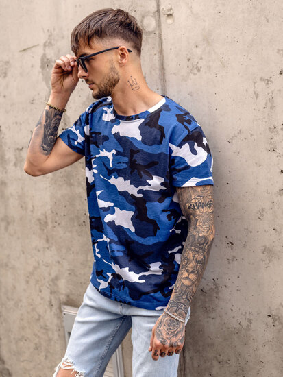 Tricou camo albastru pentru bărbați Bolf S807A1