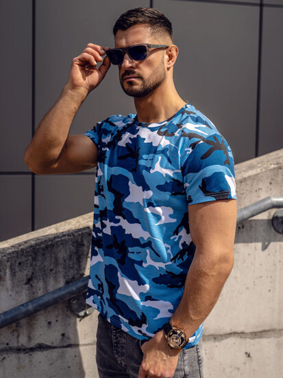 Tricou camo albastru pentru bărbați Bolf S807A1