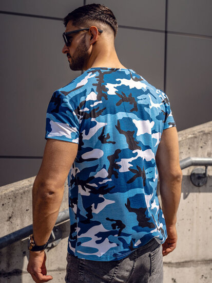 Tricou camo albastru pentru bărbați Bolf S807A1