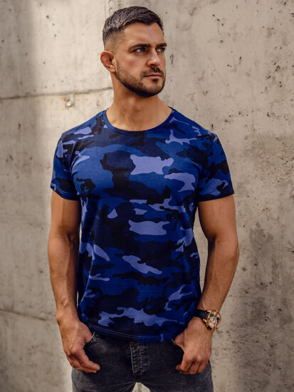 Tricou camo pentru bărbați, albastru marin Bolf S807A1