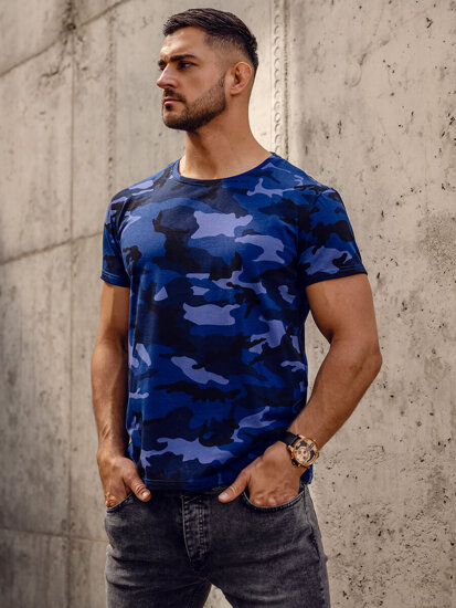 Tricou camo pentru bărbați, albastru marin Bolf S807A1