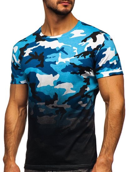 Tricou cu imprimeu albastru army Bolf S808