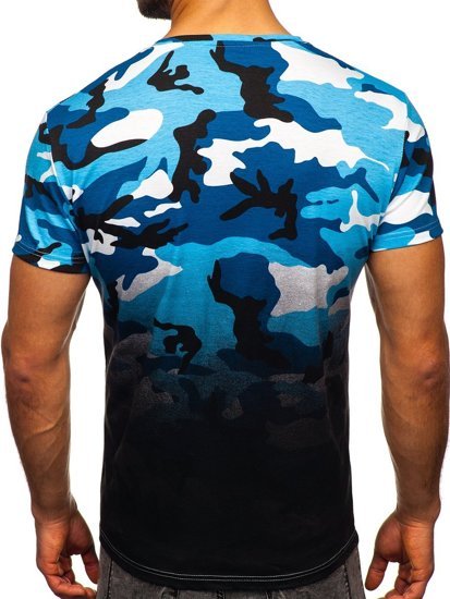 Tricou cu imprimeu albastru army Bolf S808