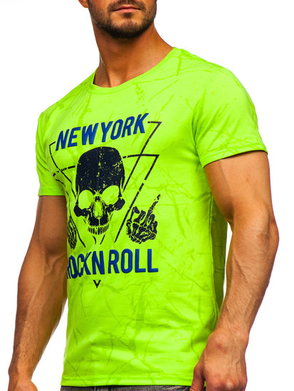 Tricou cu imprimeu  verde-neon Bolf Y70030