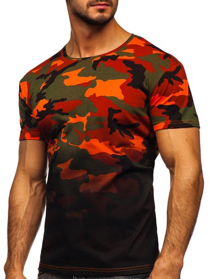 Tricou cu imprimeu verde-portocaliu army Bolf S808