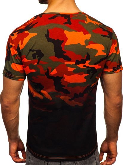 Tricou cu imprimeu verde-portocaliu army Bolf S808