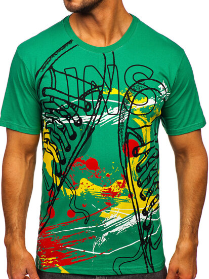 Tricou din bumbac cu imprimeu verde Bolf 143000