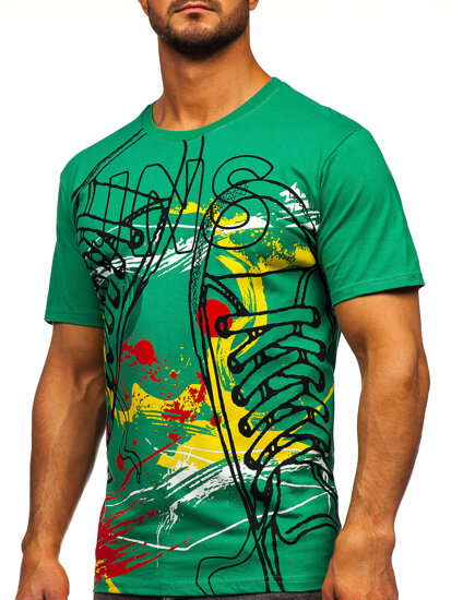 Tricou din bumbac cu imprimeu verde Bolf 143000