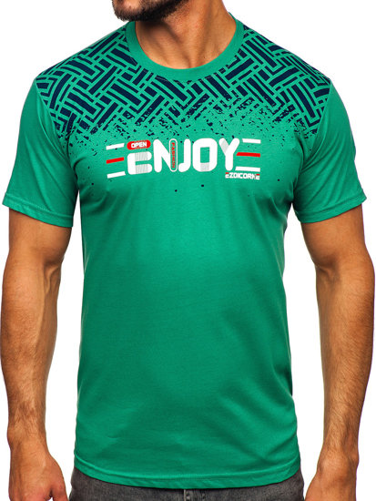 Tricou din bumbac cu imprimeu verde Bolf 14720