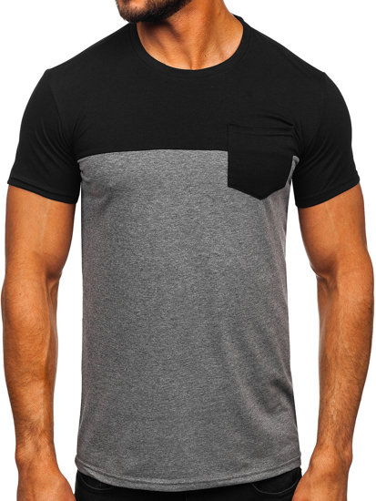 Tricou grafit-negru cu buzunar Bolf 8T91