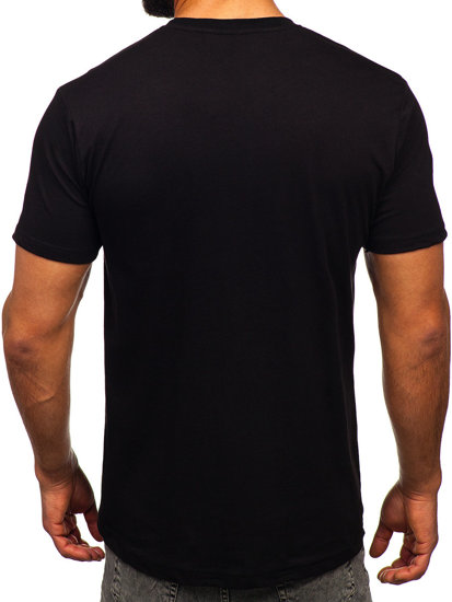 Tricou negru bumbac cu inprimeu Bolf 14800