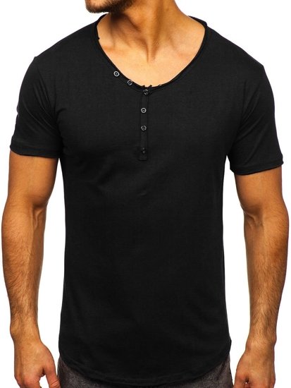 Tricou negru cu decolteu bărbati Bolf 4049