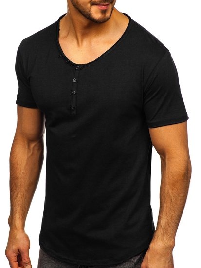 Tricou negru cu decolteu bărbati Bolf 4049