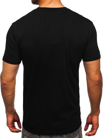 Tricou negru cu imprimeu Bolf 0303