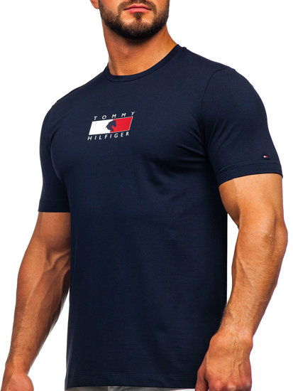 Tricou pentru bărbați bleumarin cu imprimeu Tommy Hilfiger TH10082