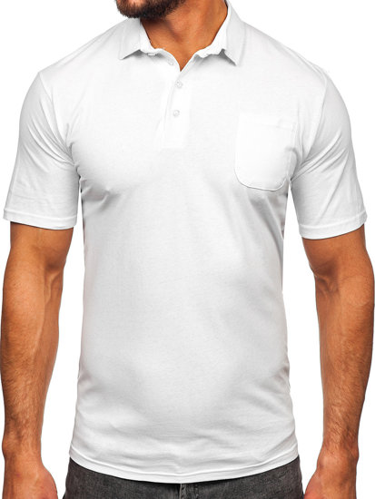 Tricou polo din bumbac alb Bolf 143006