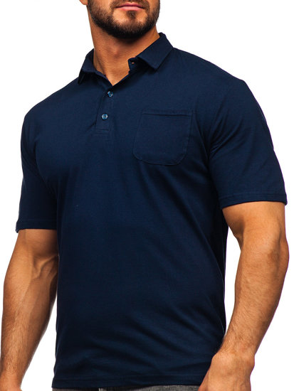 Tricou polo din bumbac bleumarin Bolf 143006