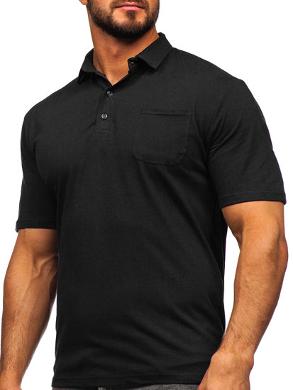 Tricou polo din bumbac negru Bolf 143006