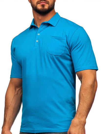 Tricou polo din bumbac turcoaz Bolf 143006