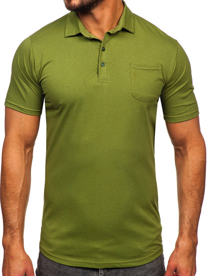 Tricou polo din bumbac verde Bolf 143006