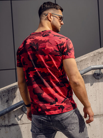 Tricou roșu camo pentru bărbați Bolf S807A1