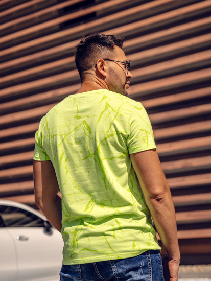 Tricou verde-neon cu imprimeu Bolf Y70030A