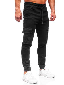 Blugi joggers cargo negri Bolf 8127