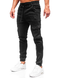 Blugi joggers cargo negri Bolf 8128