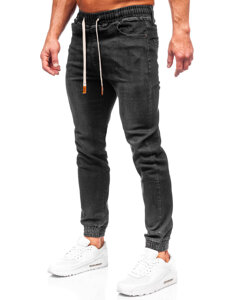 Blugi joggers cargo negri Bolf 9070