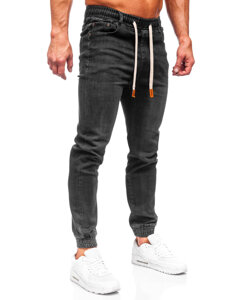 Blugi joggers cargo negri Bolf 9070