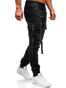 Blugi joggers cargo negri Bolf HY8871