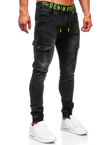 Blugi joggers cargo negri Bolf KA9582