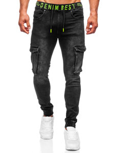 Blugi joggers cargo negri Bolf KA9582