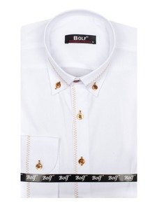 Cămașă elegantă bărbați albă Bolf 6964