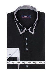 Cămașă elegantă bărbați negru Bolf 6929-A