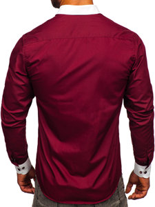 Cămașă elegantă bordo cu mâneca lungă Bolf 21750