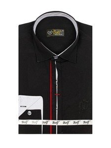 Cămașă elegantă cu mâneca lungă bărbați negru Bolf 1769-A