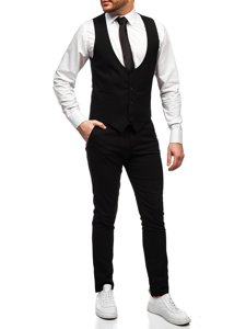 Compleu negru vestă și pantaloni Bolf 0014