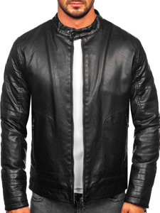 Geacă de piele biker izolata termic neagra Bolf 92531