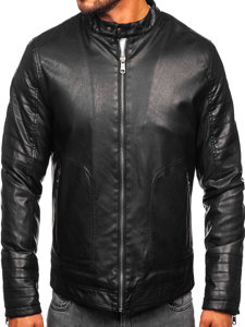 Geacă de piele biker izolata termic neagra Bolf 92531