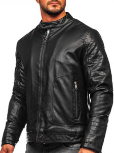 Geacă de piele biker izolata termic neagra Bolf 92531