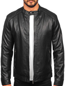 Geacă de piele biker izolata termic neagra Bolf 92532