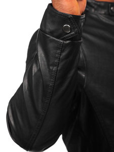 Geacă de piele biker izolata termic neagra Bolf 92532