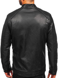 Geacă de piele biker izolata termic neagra Bolf 92532